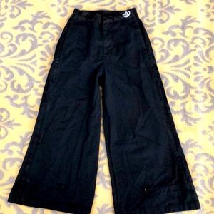 ADIDAS WIDE LEG PLUS DRAWSTRING PANTS PREMIUM SZ XS BLACK